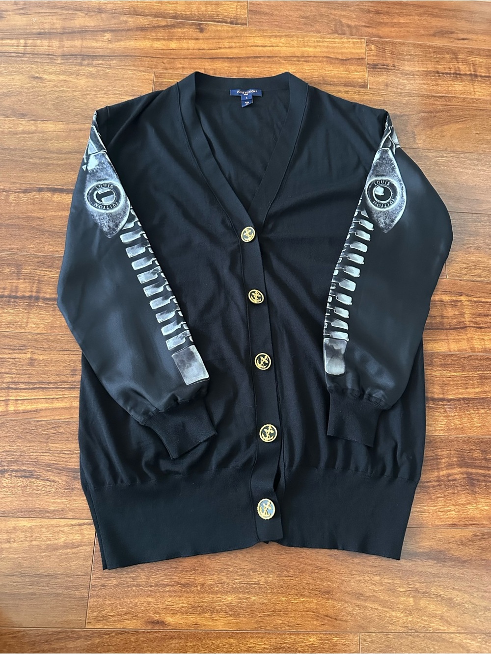 Louis Vuitton Black Cardigan with Graphic Contrast Sleeves